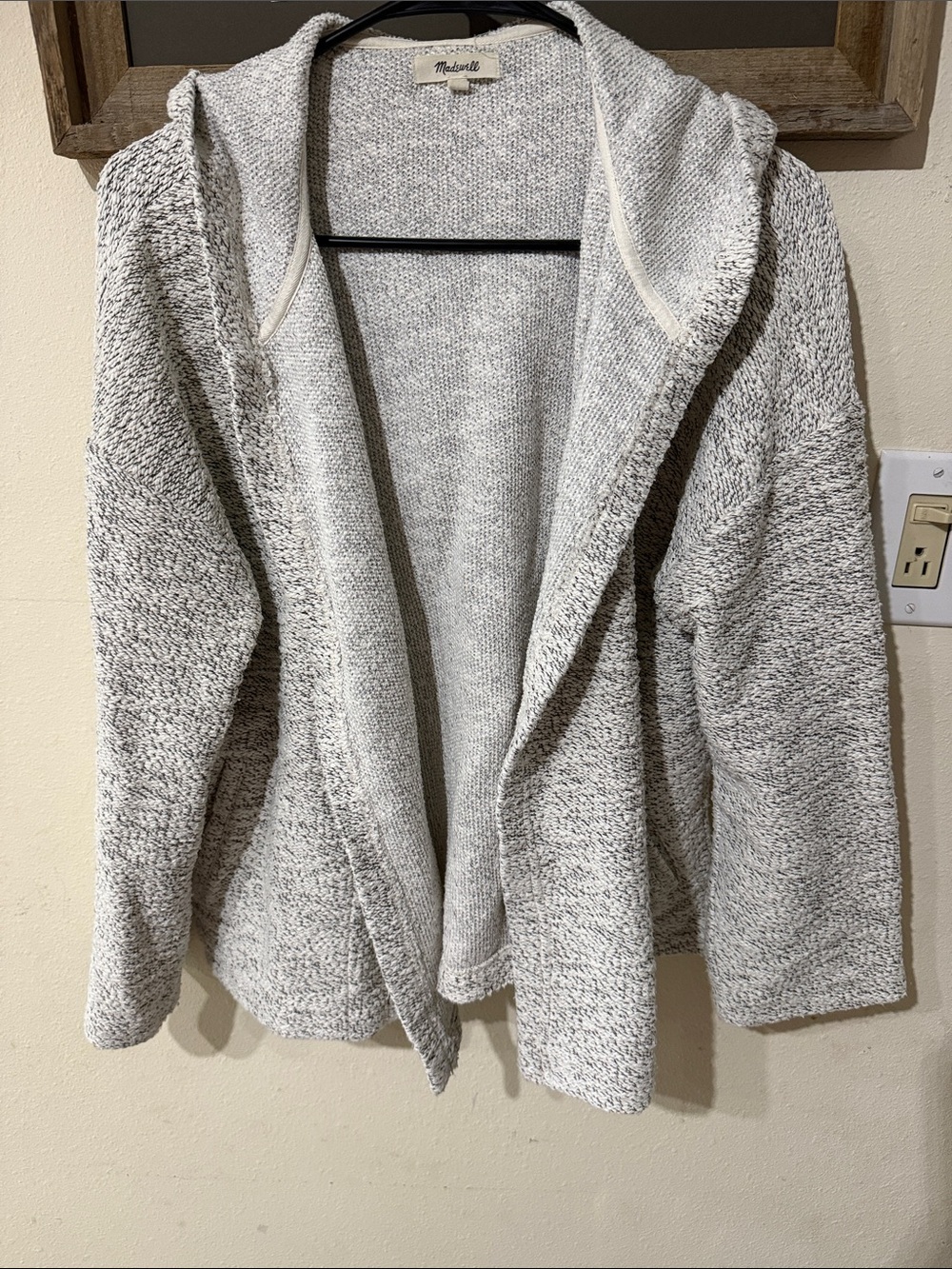 Madewell Textural Hooded Jacket Cardigan Heathered Gray Marled Ivory
